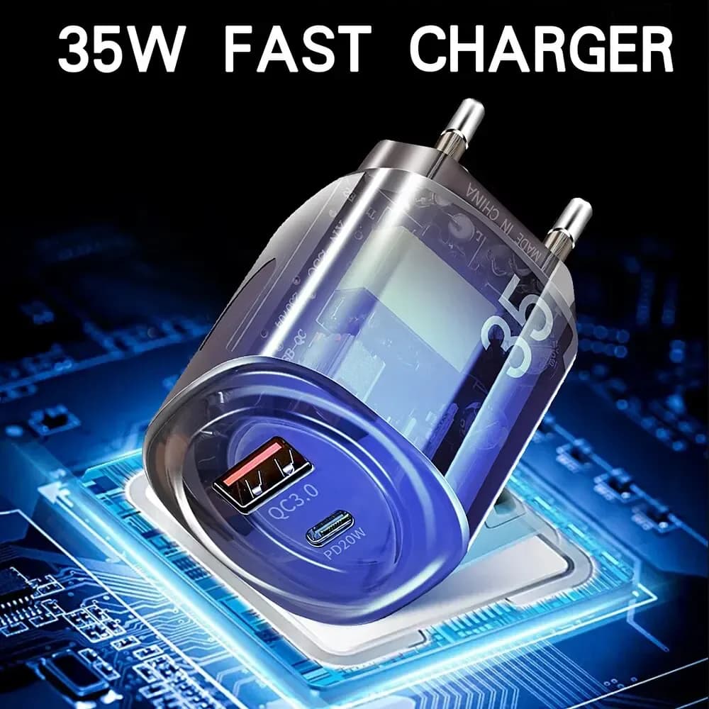 35W USB PD chargeur Transparent Mecha Charge rapide3.0