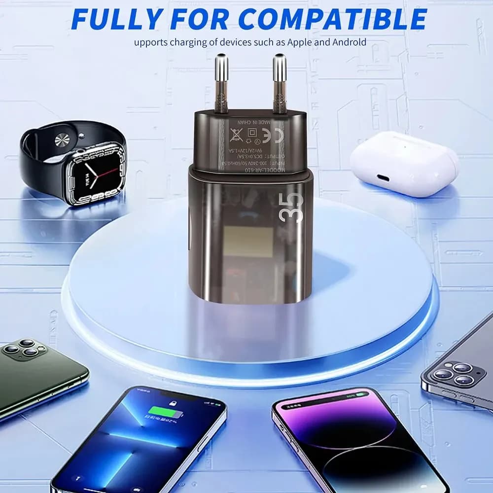 35W USB PD chargeur Transparent Mecha Charge rapide3.0