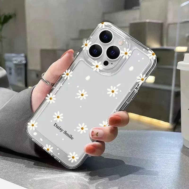 Coque de téléphone transparente à motif de fleurs de