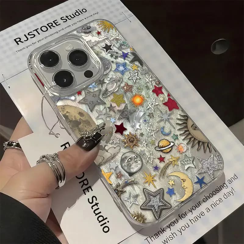 Coque de téléphone rétro planète Cosmos, étui Laser