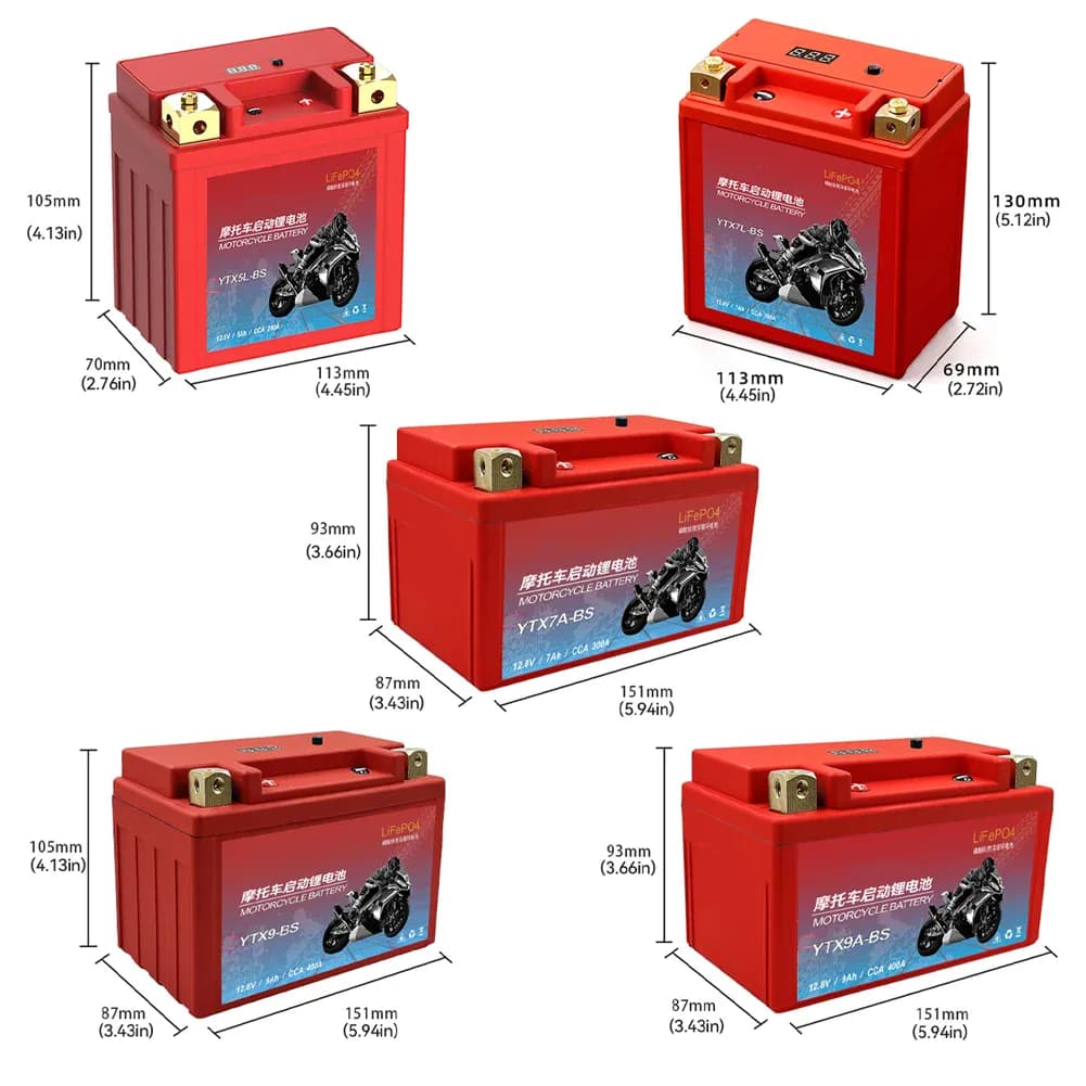 Batterie de moto LiFePO4 démarreur de Scooter 12.8V 5Ah 7Ah