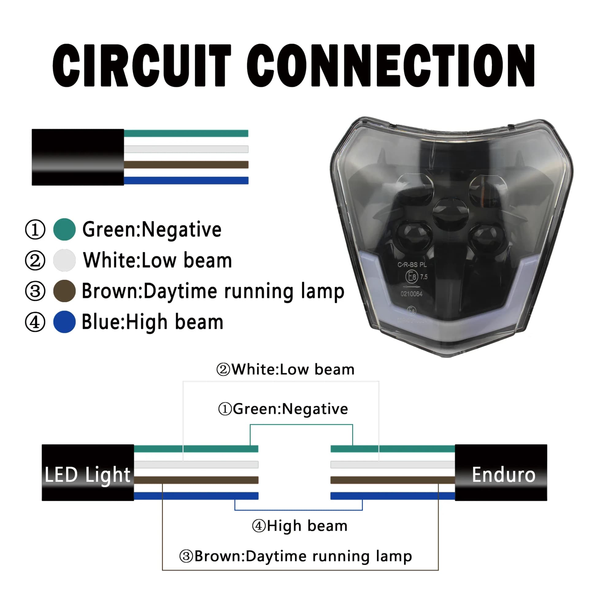 Phare de moto à LED pour KTM EXC XC SX MX XC 125 250 300