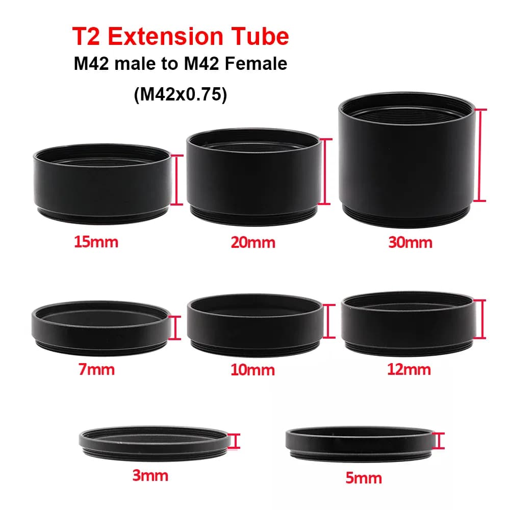 Tube d'extension T2 M42x0.75 pour astrophotographie