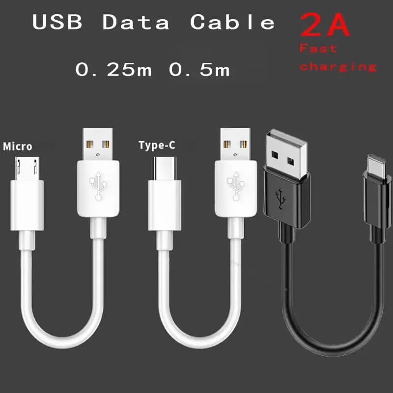 Câble court USB-A vers USB-C ou Micro-USB 0.25-0.5 m